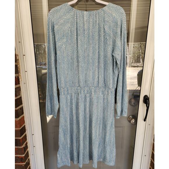 Lularoe Womens Large NWT Jody Blue & White Print Dress Peasant Bohemian - Picture 3 of 7